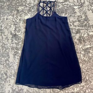 Navy Blue Chiffon Dress